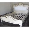 Elegant Classic White Carved Wood Upholstered Bed Frame