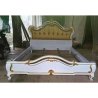 Elegant Classic White Carved Wood Upholstered Bed Frame