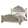 Opulent Carved Wood & Tufted Upholstery Bedroom Furniture Set