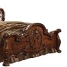 Classic Traditional Carved Wood Bed with Tufted Leather Headboard