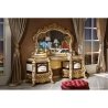 Luxury Ornate Gold Carved Bed with Red Velvet Headboard