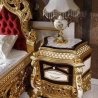 Luxury Ornate Gold Carved Bed with Red Velvet Headboard