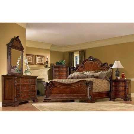 Classic Ornate Carved Solid Wood King Size Bed Frame