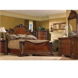 Classic Ornate Carved Solid Wood King Size Bed Frame
