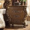 Luxury Hand Carved Wooden Bed with Tufted Upholstery