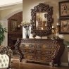 Luxury Hand Carved Wooden Bed with Tufted Upholstery