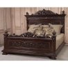 Exquisite Hand Carved Solid Wood King Size Bed Frame | Classic Dark Brown Finish