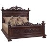 Exquisite Hand Carved Solid Wood King Size Bed Frame | Classic Dark Brown Finish