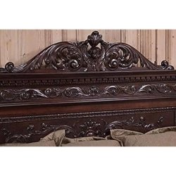 Exquisite Hand Carved Solid Wood King Size Bed Frame | Classic Dark Brown Finish