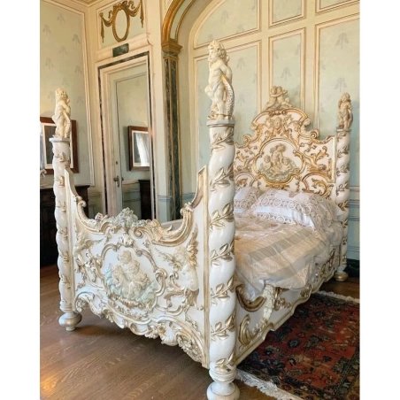 Luxury Handcrafted Four Poster Bed with Carved Details