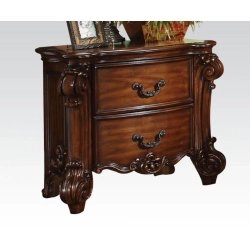 Luxury Ornate Carved Dark Wood Bedroom Set with Tufted Leather Bed