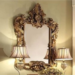 Luxury Ornate Baroque Carved Wood King Bed with Upholstered Headboard