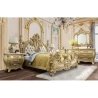 Luxury Gold Leaf Carved King Size Bed Frame Classic Style