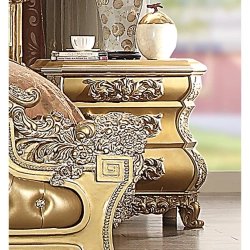 Luxury Ornate Gold Carved Wood King Bed