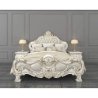 Luxurious Classic White and Gold Carved Wood King Size Bed