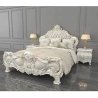 Luxurious Classic White and Gold Carved Wood King Size Bed