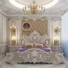 Luxury Classic Carved Wood Bedroom Bed Set White Gold
