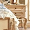 Classic Luxury Carved Wood Bed Frame with Upholstered Headboard