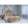 Luxurious Gold Carved Tufted King Bed Classic Design