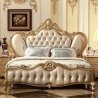 Luxury Classic Upholstered Tufted Bed with Gold Trim