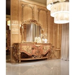 Luxury Carved Wood Bed Set Tufted Headboard Matching Pieces