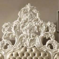 Luxury Baroque Carved King Size Bed with Tufted Upholstery