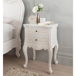 Elegant White Carved Wooden Bed Frame | Classic Luxury Bedroom Furniture