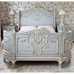 Elegant Carved Classic French Style Wooden Bed Frame