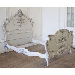 Exquisite Hand Carved French Style Bed Frame Antique White