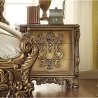 Royal Ornate Carved Wood Bed with Tufted Headboard - Classic Design