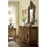 Royal Ornate Carved Wood Bed with Tufted Headboard - Classic Design