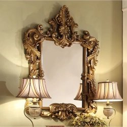 Royal Ornate Carved Wood Bed with Tufted Headboard - Classic Design