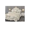 Opulent Ivory White Carved Wood Bed with Gold Accents and Marble Nightstands