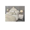 Opulent Ivory White Carved Wood Bed with Gold Accents and Marble Nightstands