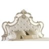 Luxury Ornate Carved Upholstered King Bed Frame with Tufted Headboard and Footboard