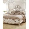 Luxury Ornate Carved Upholstered King Bed Frame with Tufted Headboard and Footboard