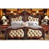 Luxury Carved Wood Upholstered King Size Bed Frame Classic Design