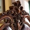 Luxury Handcrafted Carved Wood Tufted Leather Bed
