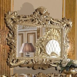 Luxury Gold Carved Wood Tufted Headboard Bed Frame