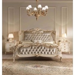 Luxury Classic Carved Upholstered King Bed Set