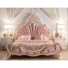 Luxury Pink Tufted Classic Carved Wood Bed Frame