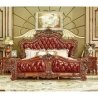 Luxury Classic Baroque Carved Wood Leather Tufted Bed Frame