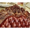 Luxury Classic Baroque Carved Wood Leather Tufted Bed Frame