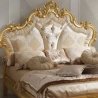 Luxury Gold Carved King Size Bed with Upholstered Headboard and Bench