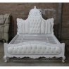 Elegant White Carved Upholstered Wood Bed Luxury Bedroom Furniture