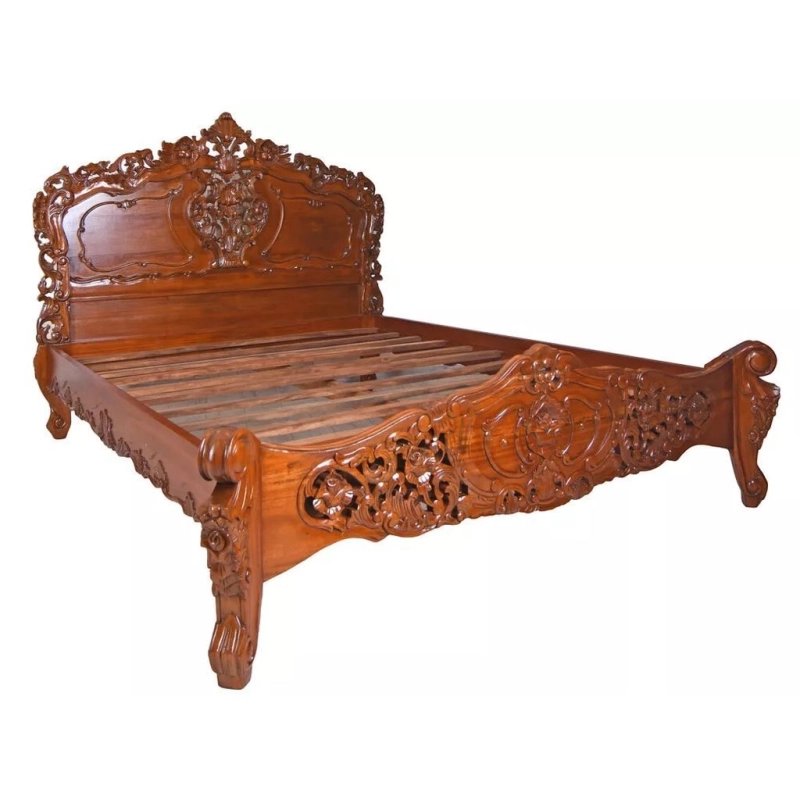 Classic Baroque Hand Carved Solid Wood Bed Headboard Classic Baroque Hand Carved Solid Wood Bed Headboard