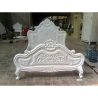 Luxury White Carved Wood Bed Frame Classic Ornate