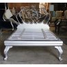 Classic Silver Ornate Metal Bed Frame with Decorative Headboard