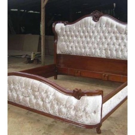 Classic Carved Upholstered Wood Bed Frame | Elegant Bedroom Furniture