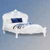 Exquisite Classic White Carved Wood Bed Frame Set